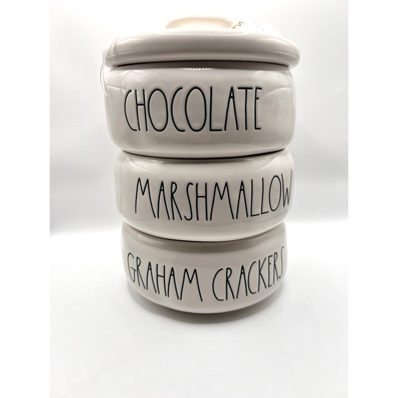 Rae Dunn Other - Rae Dunn White SMORES STACKER Chocolate Marshmallow Graham Crackers Canister Set